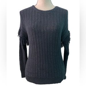 Banana Republic Black Sweater Size S with Fringe detail on arms